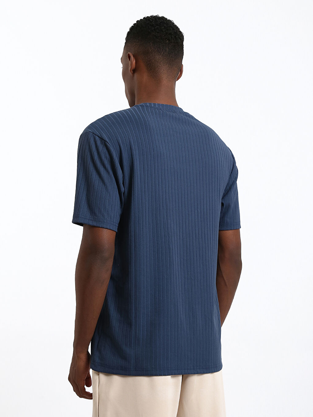 Crew Neck Plain Textured Men's T-Shirt-4