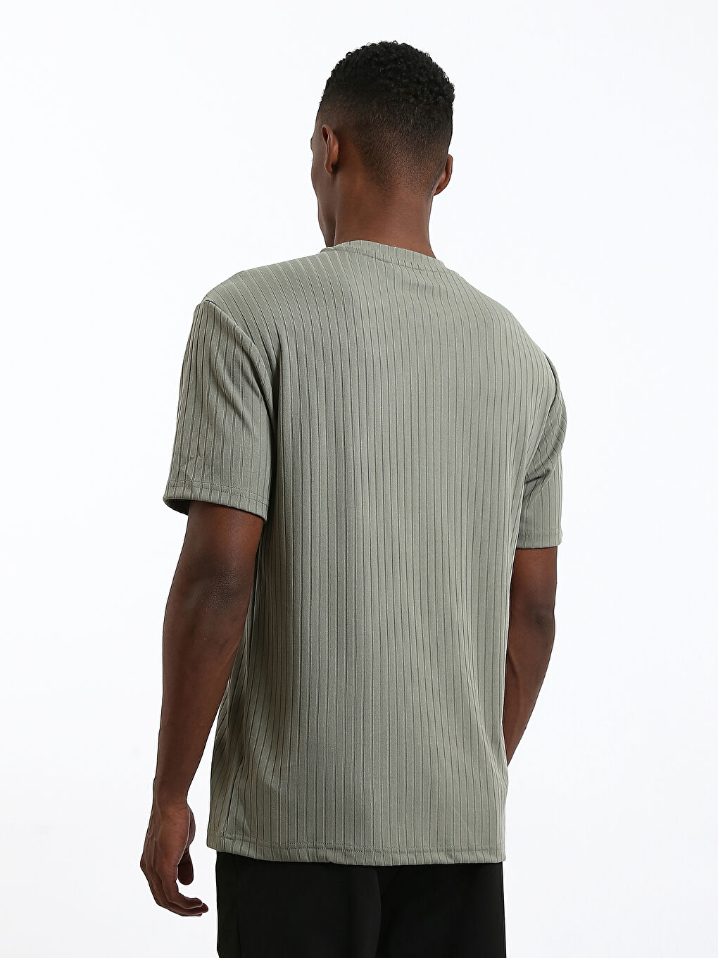 Crew Neck Plain Textured Men's T-Shirt-4