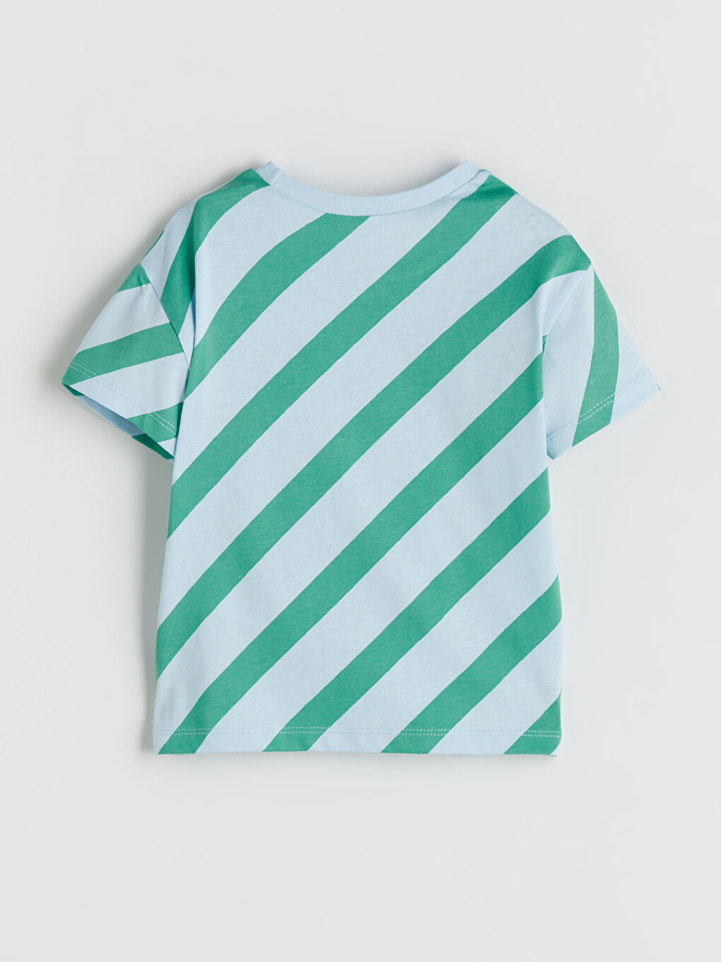 Mavi Bisiklet Yaka Çizgili Erkek Bebek Tişört-1
