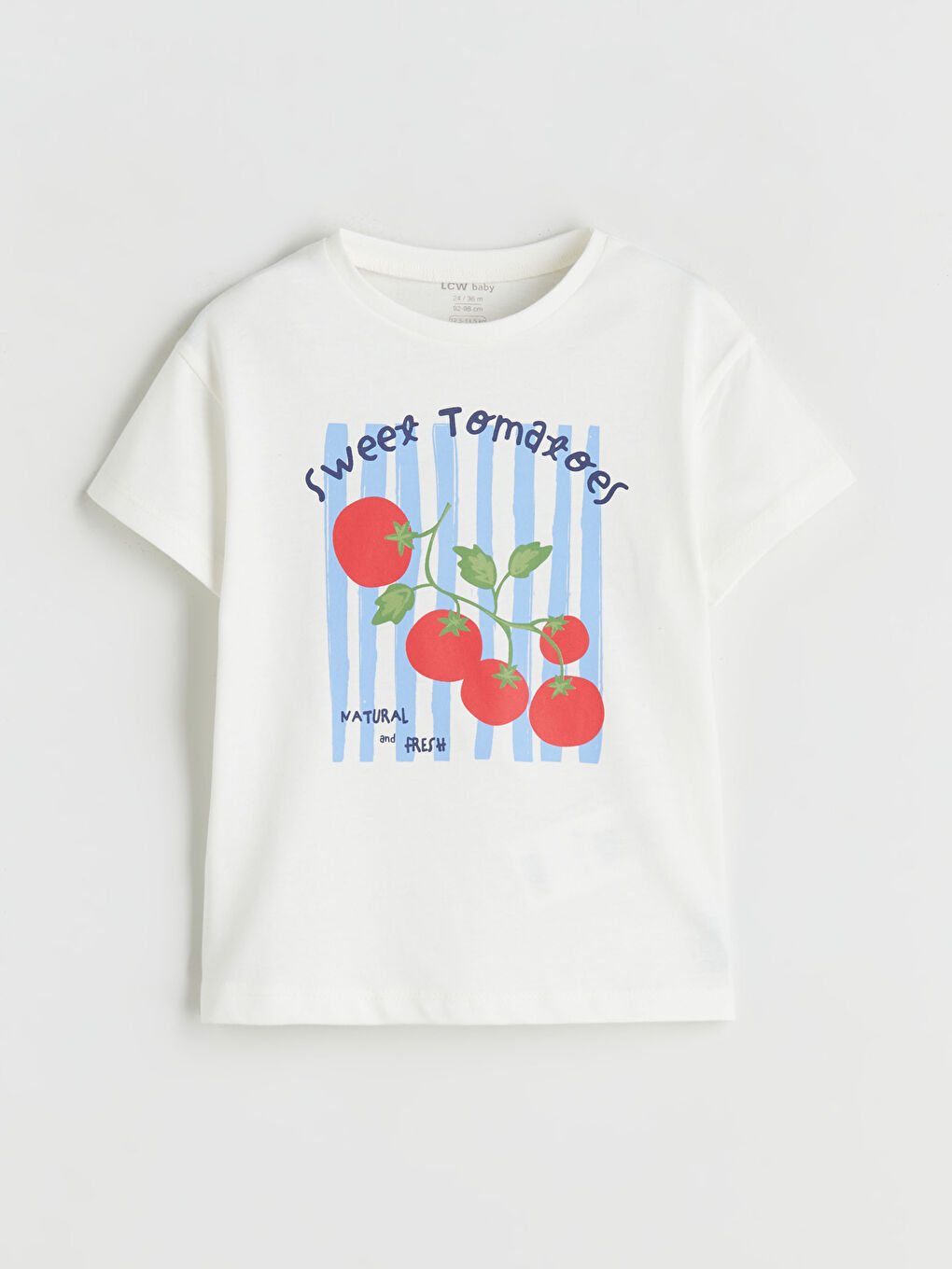 Ekru Bisiklet Yaka Baskılı Kız Bebek Tişört