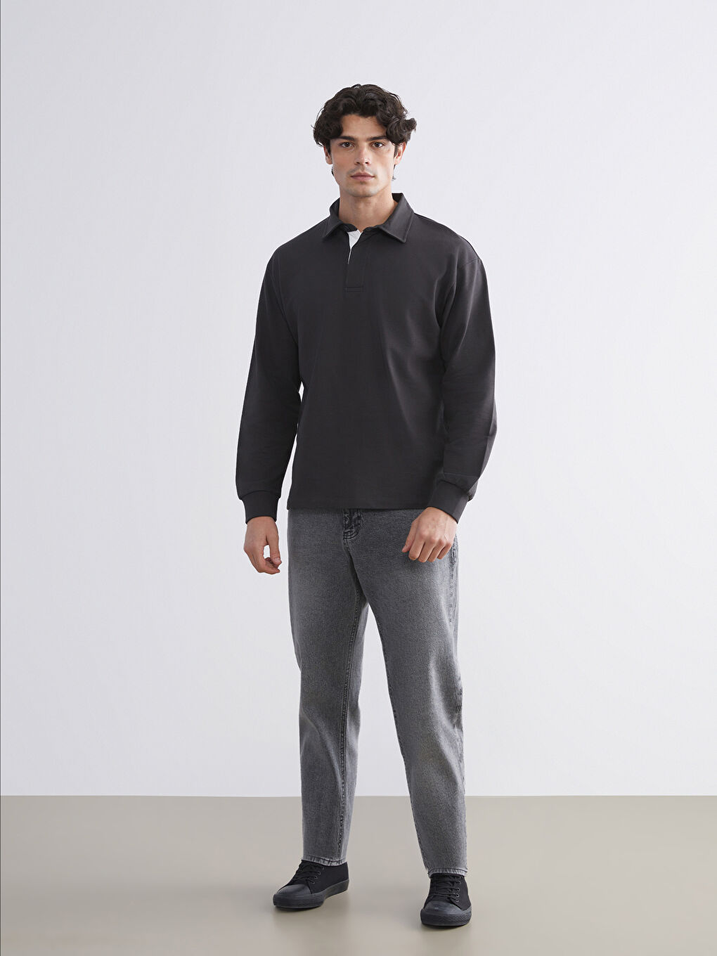 Polo Neck Men's Sweatshirt-1