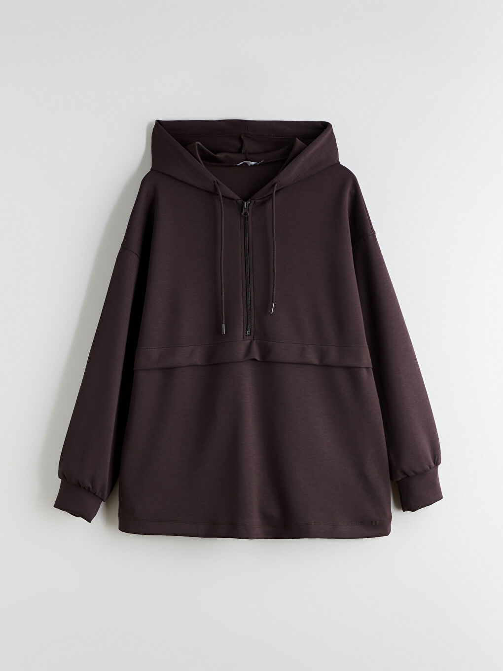 Kahverengi Loose Fit Kadın Hoodie-4