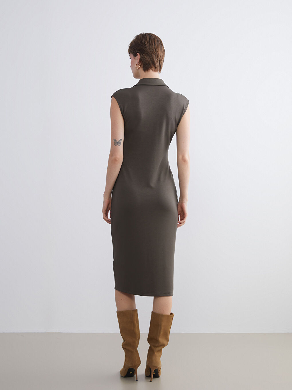 Woman BROWN Shirt Dress-3