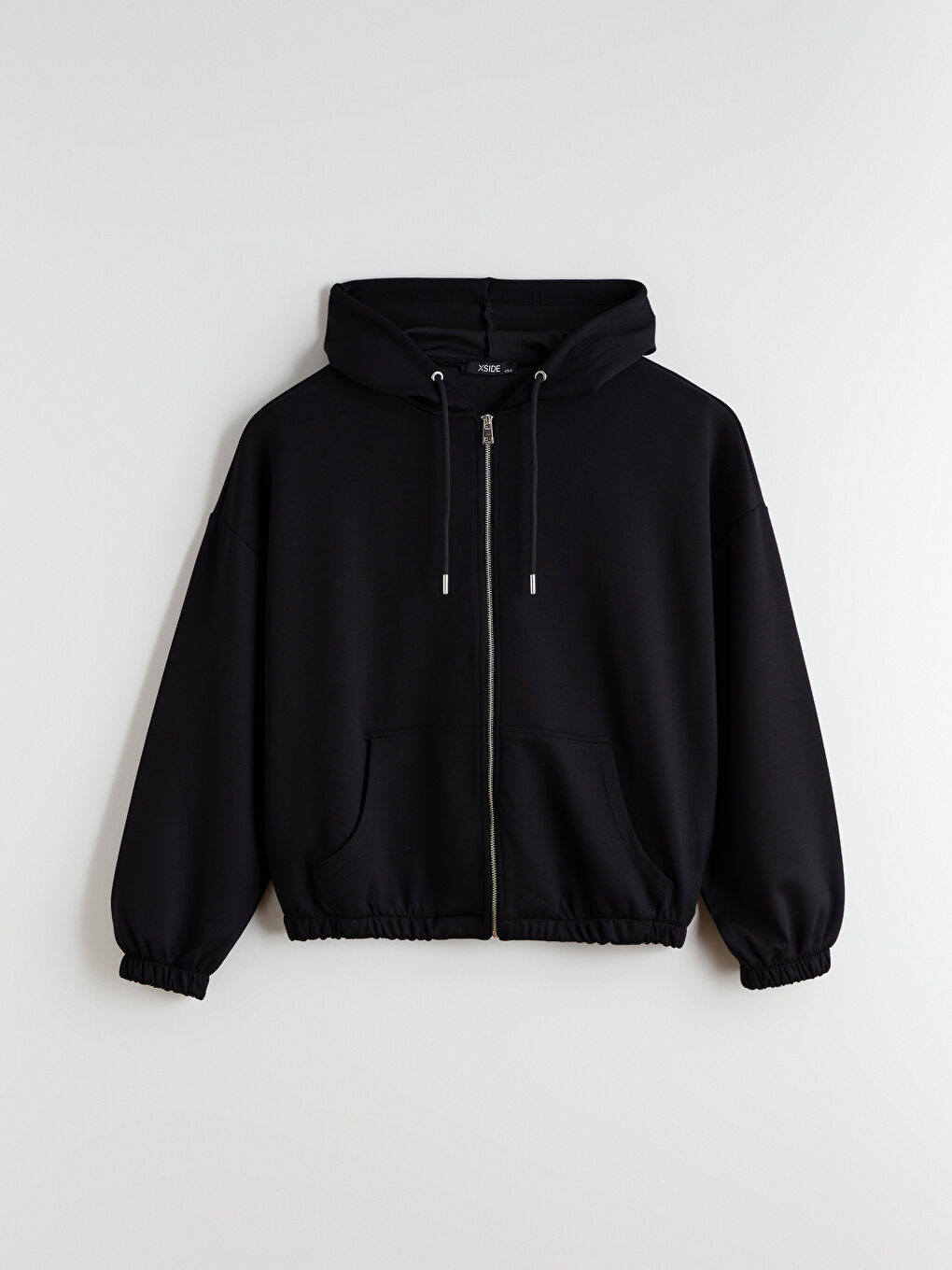 Siyah Kapüşonlu Oversize Kadın Fermuarlı Sweatshirt-4