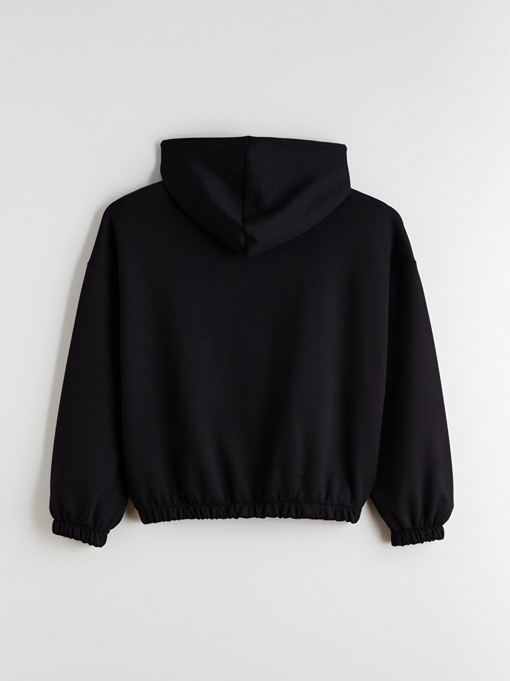Siyah Kapüşonlu Oversize Kadın Fermuarlı Sweatshirt-5