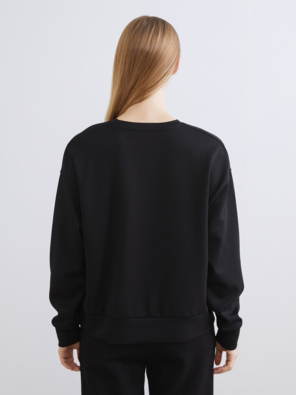 Siyah Brooklyn Baskılı Oversize Kadın Sweatshirt-3