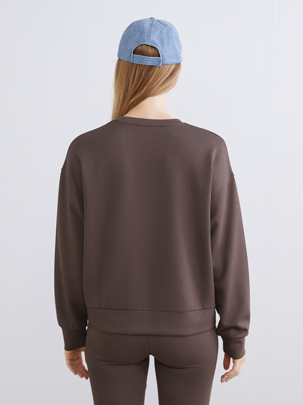 Kahverengi Brooklyn Baskılı Oversize Kadın Sweatshirt-3