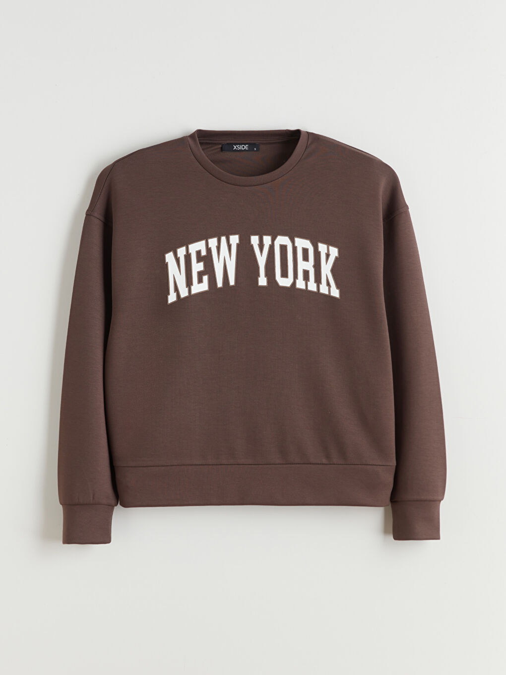 Kahverengi Brooklyn Baskılı Oversize Kadın Sweatshirt-4