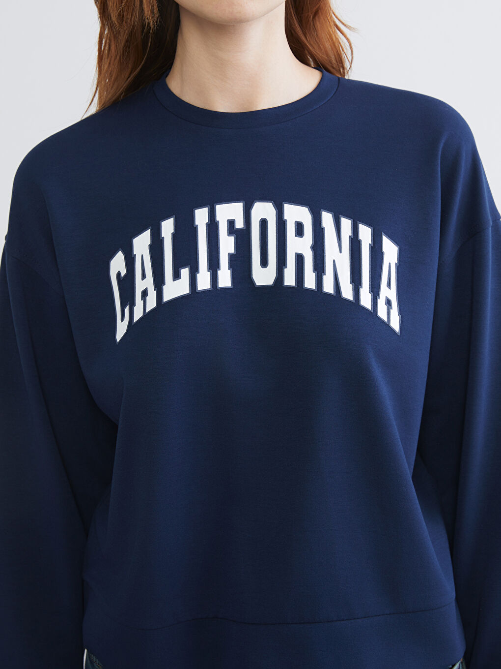 Lacivert Brooklyn Baskılı Oversize Kadın Sweatshirt-2