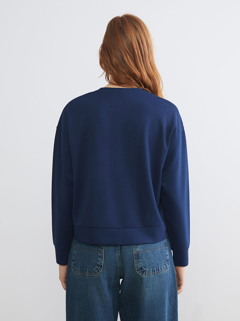 Lacivert Brooklyn Baskılı Oversize Kadın Sweatshirt-3