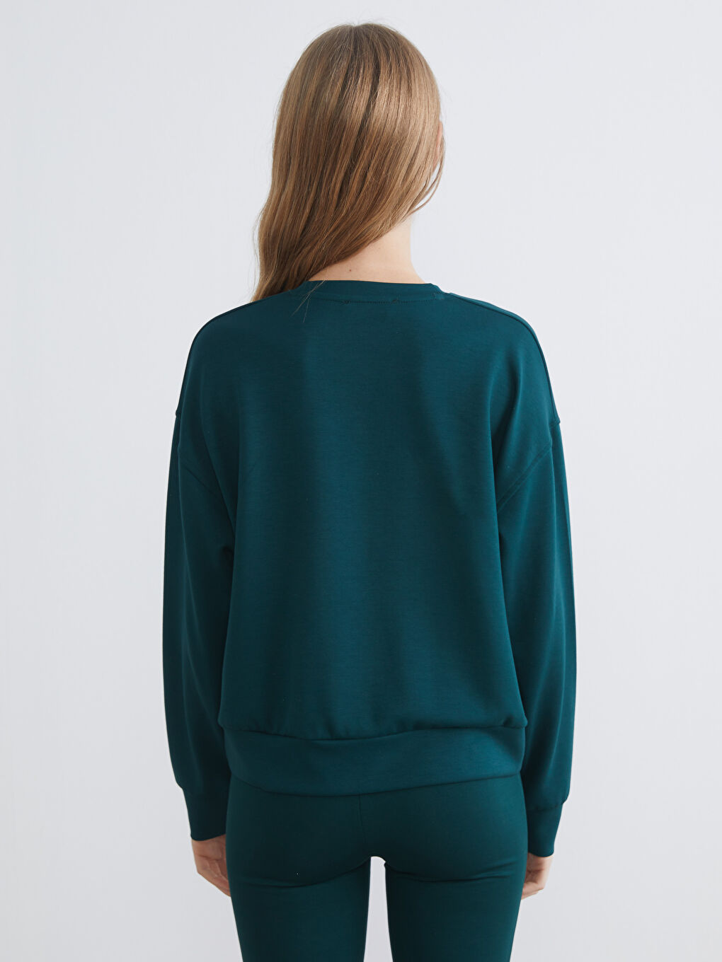 Yeşil Brooklyn Baskılı Oversize Kadın Sweatshirt-3