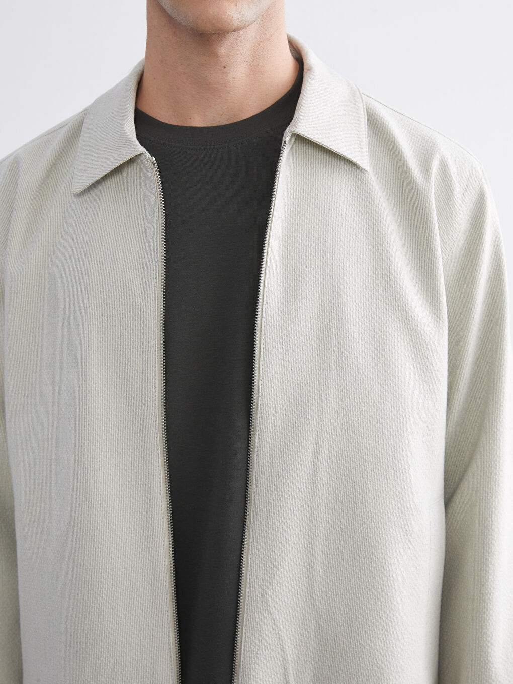 Bej Standart Kalıp Gömlek Yaka Erkek Mont-6