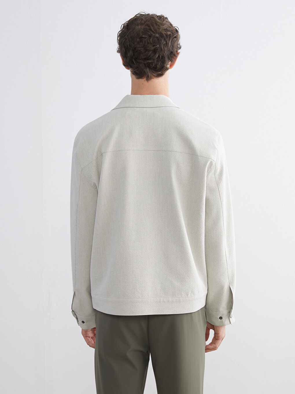 Bej Standart Kalıp Gömlek Yaka Erkek Mont-10