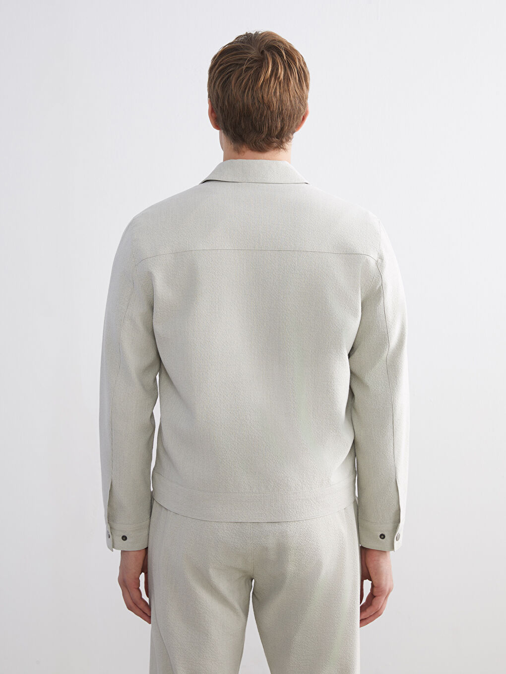 Bej Standart Kalıp Gömlek Yaka Erkek Mont-9