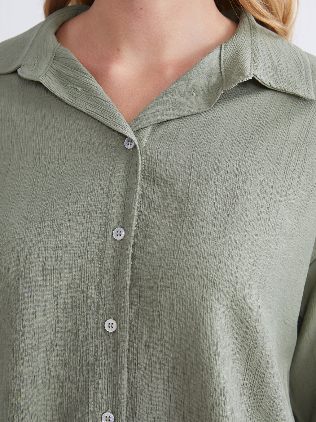 Textured Oversize Women's Shirt-2
