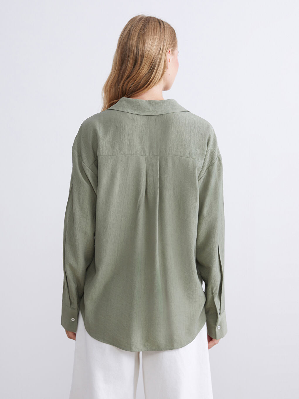 Textured Oversize Women's Shirt-3