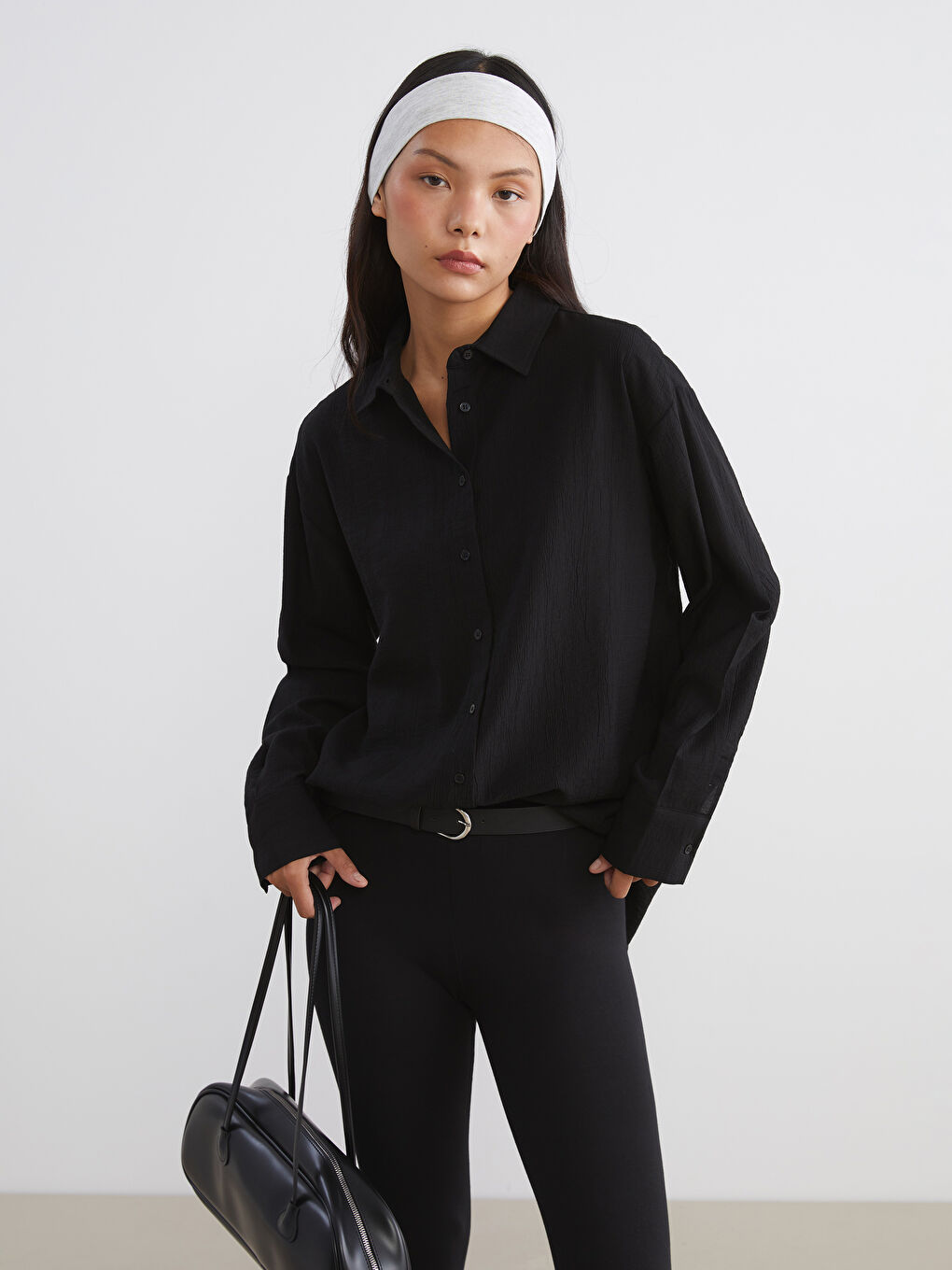 Textured Oversize Women's Shirt