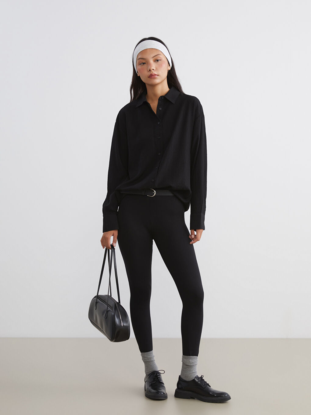 Textured Oversize Women's Shirt-1