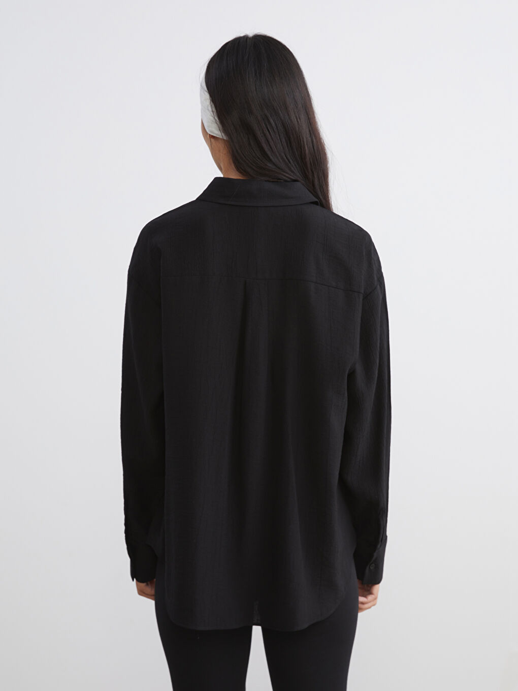 Textured Oversize Women's Shirt-3