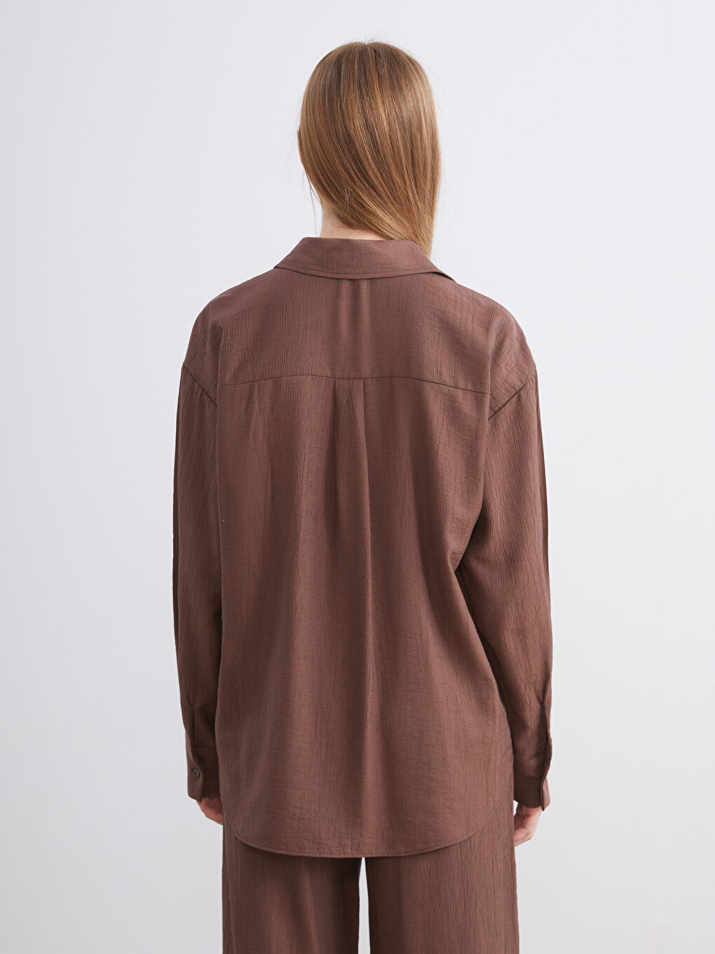 Textured Oversize Women's Shirt-3