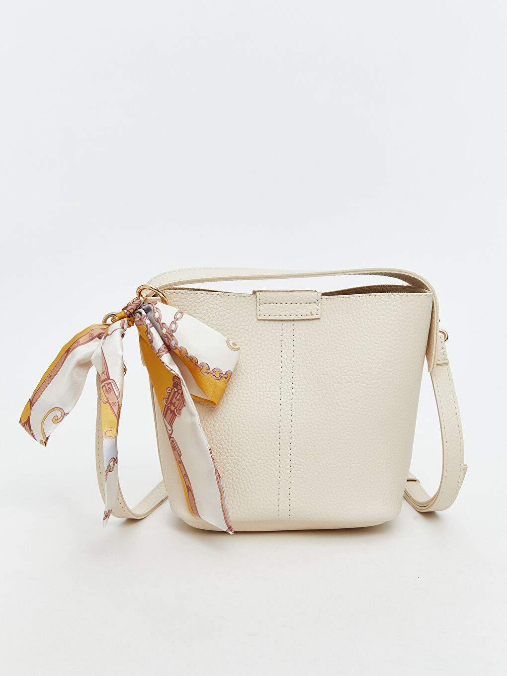 Bej Deri Görünümlü Kadın Omuz Çantası-1