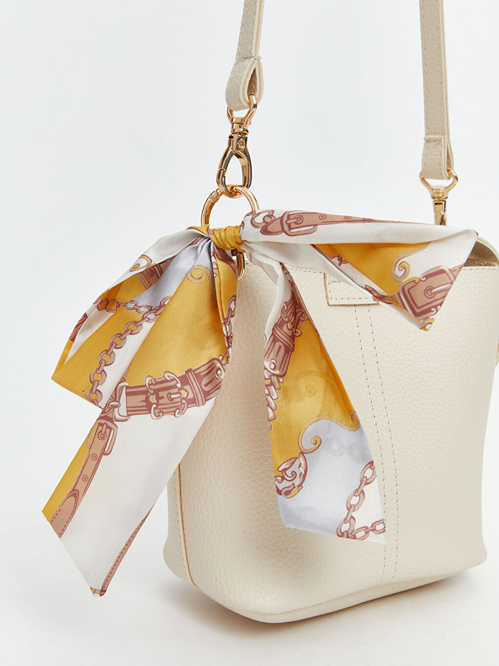 Bej Deri Görünümlü Kadın Omuz Çantası-3