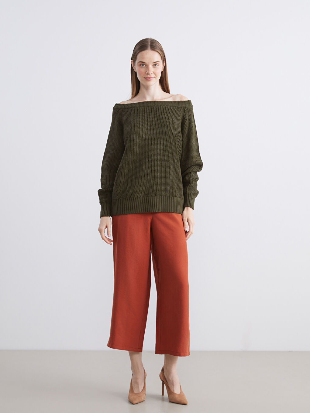 Slash Neck Oversize Women's Knitwear Sweater-1