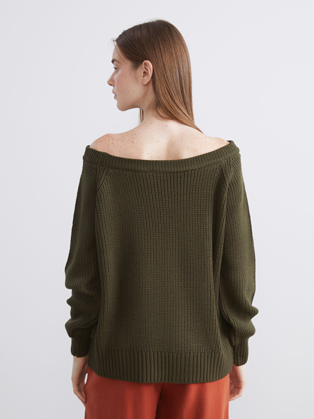 Slash Neck Oversize Women's Knitwear Sweater-3