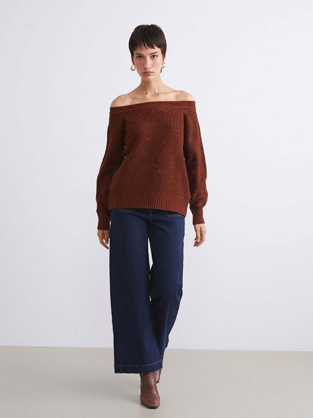 Slash Neck Oversize Women's Knitwear Sweater-1