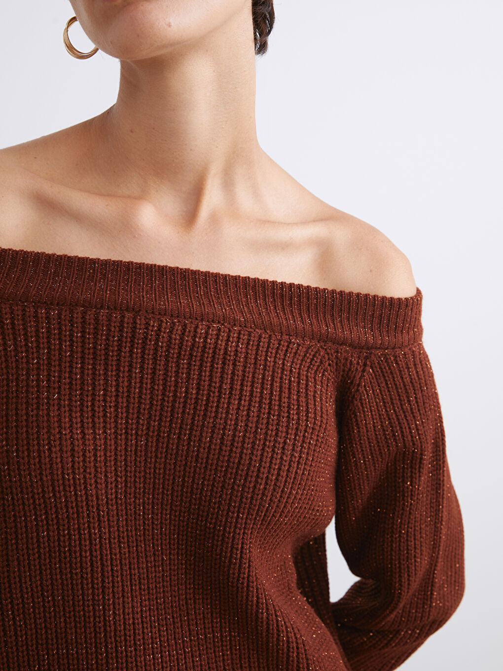 Slash Neck Oversize Women's Knitwear Sweater-2