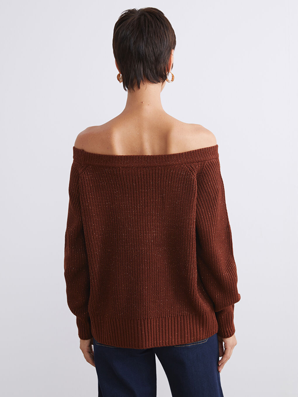 Slash Neck Oversize Women's Knitwear Sweater-3