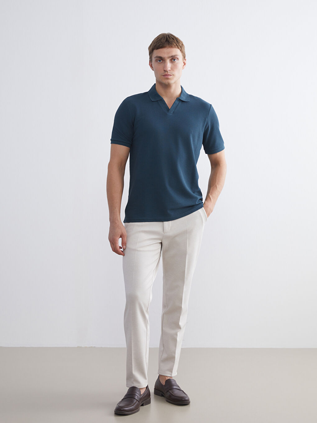 Petrol Polo Yaka Erkek Tişört-1