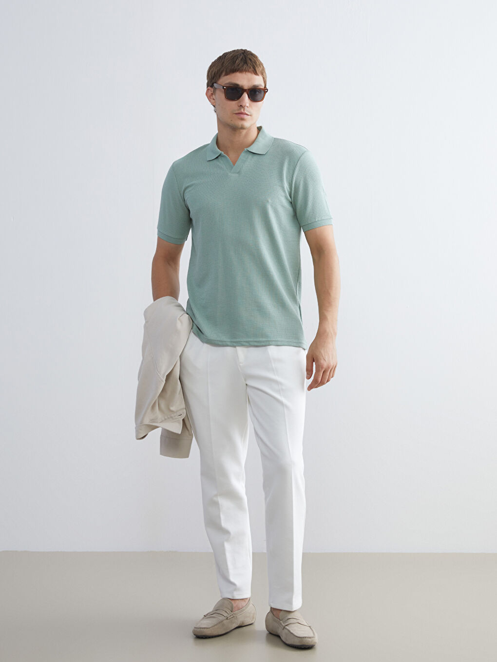 Yeşil Polo Yaka Erkek Tişört-1