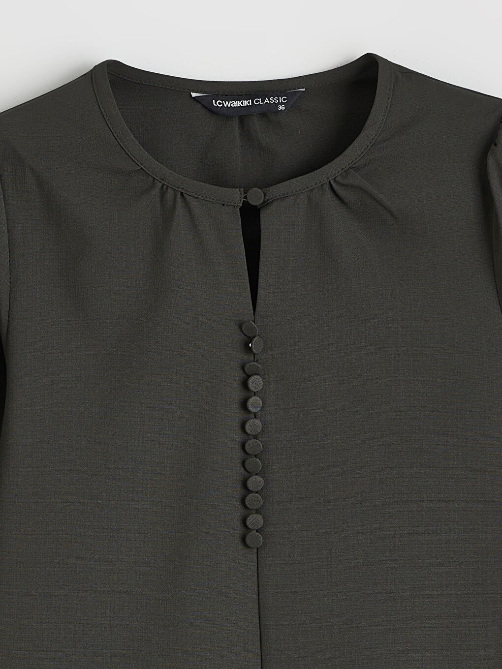 Yeşil Bisiklet Yaka Büzgülü Bluz-5