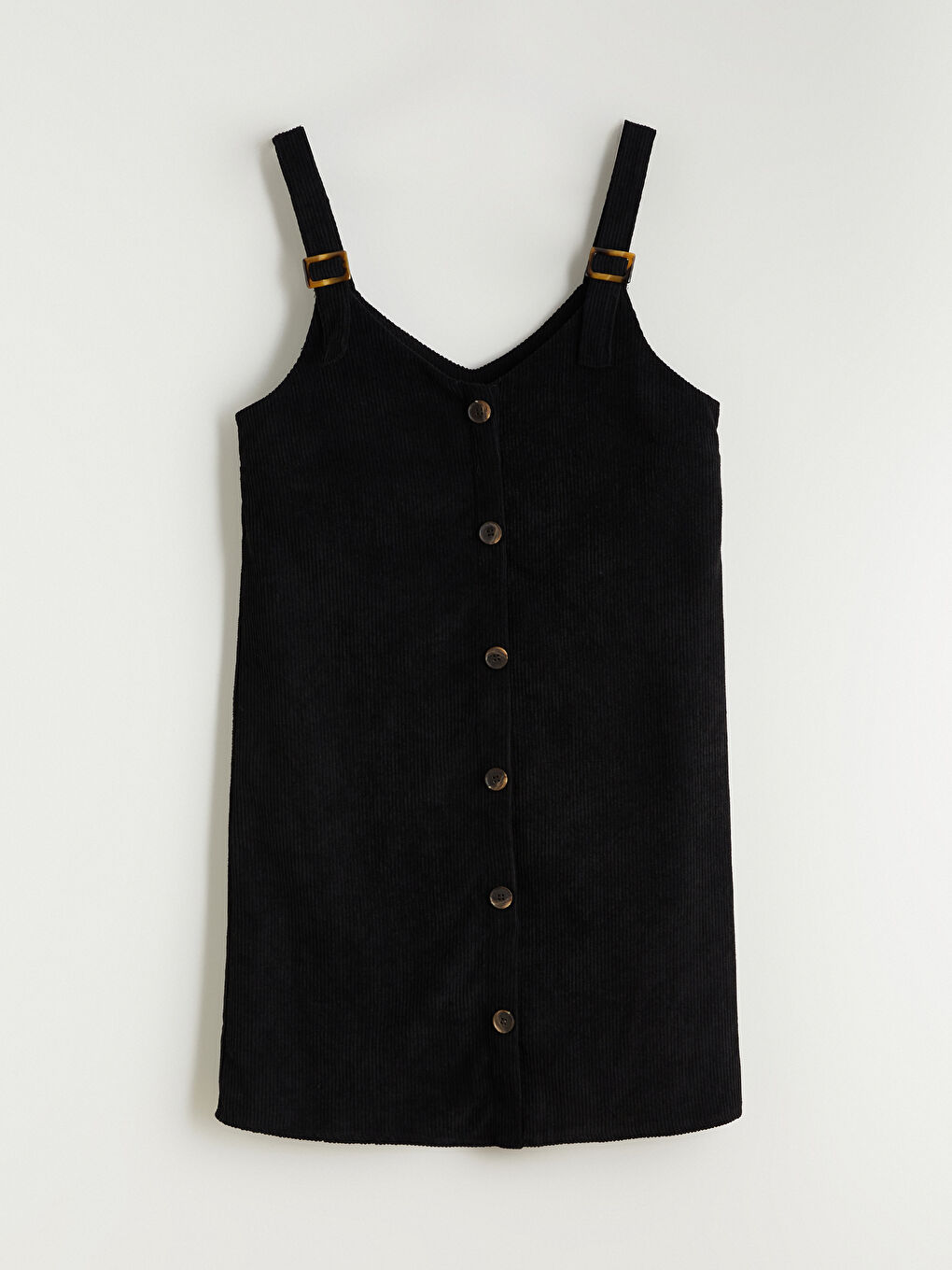 Siyah V Yaka Kadife Elbise-4