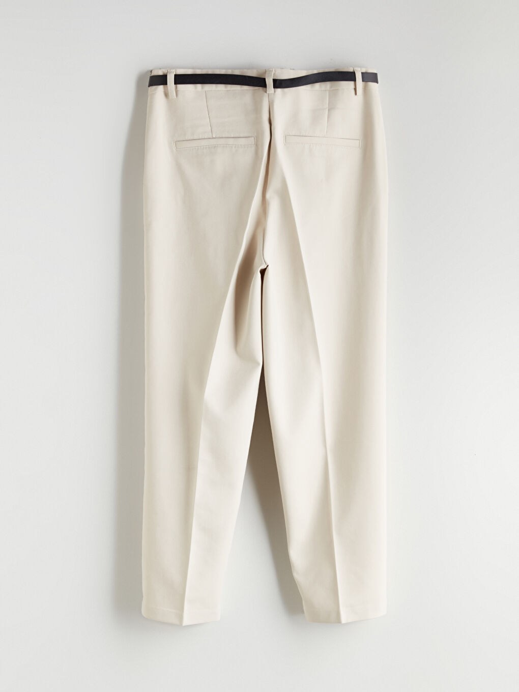 Bej Beli Kemerli Kadın Pantolon-7