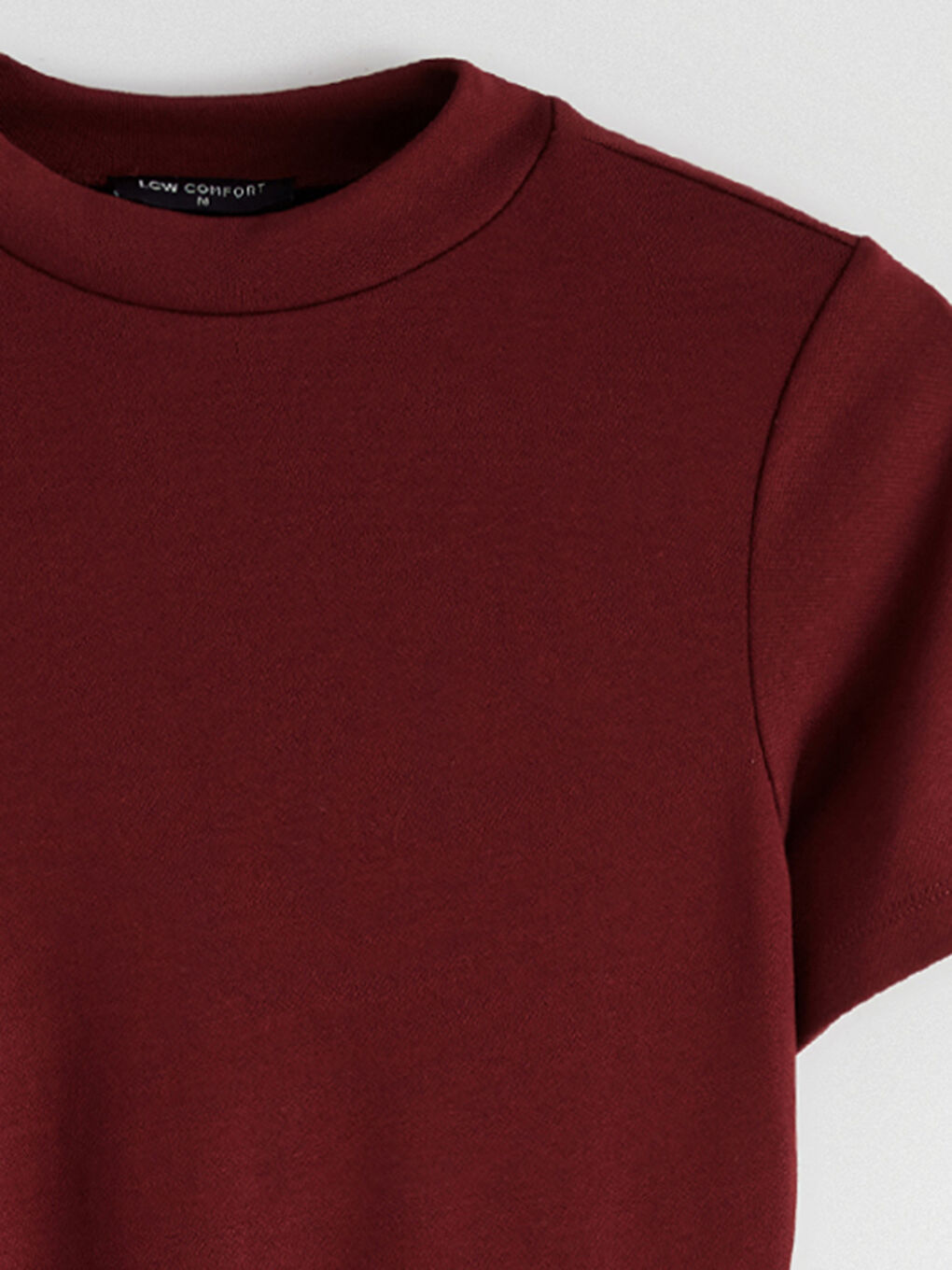 Bordo Dik Yaka Büzgülü Elbise-4