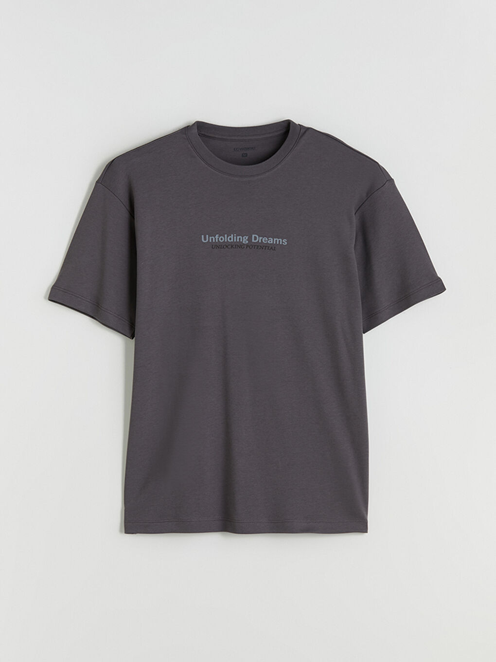 Gri Bisiklet Yaka Baskılı Penye Erkek Pijama Üst-4