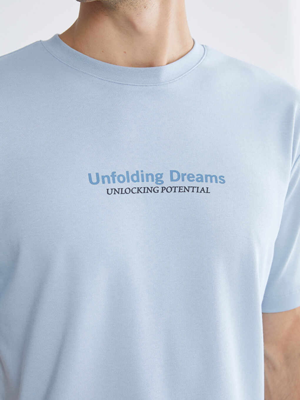 Mavi Bisiklet Yaka Baskılı Penye Erkek Pijama Üst-2