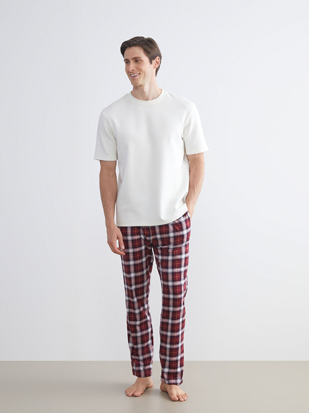 Bordo Standart Kalıp Erkek Pijama Alt 2'li-2