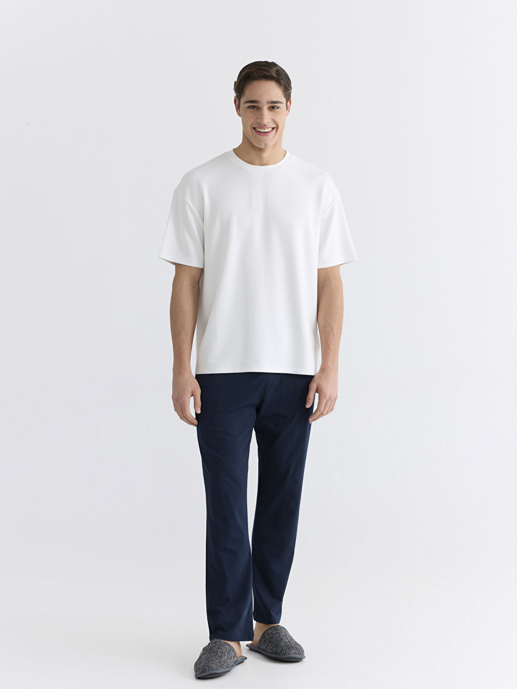 Lacivert Standart Kalıp Erkek Pijama Alt 2'li-2