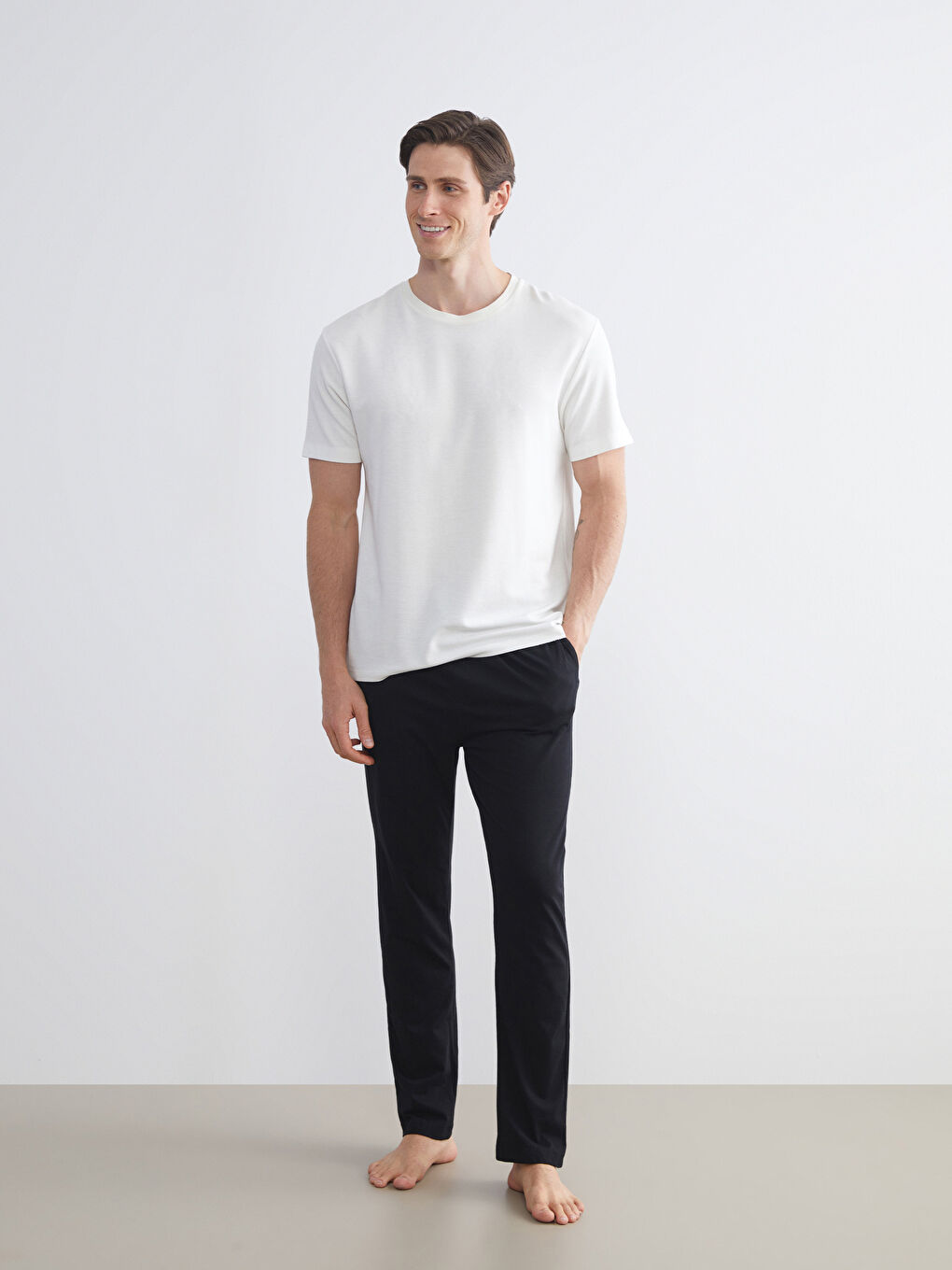 Siyah Standart Kalıp Erkek Pijama Alt 2'li-1