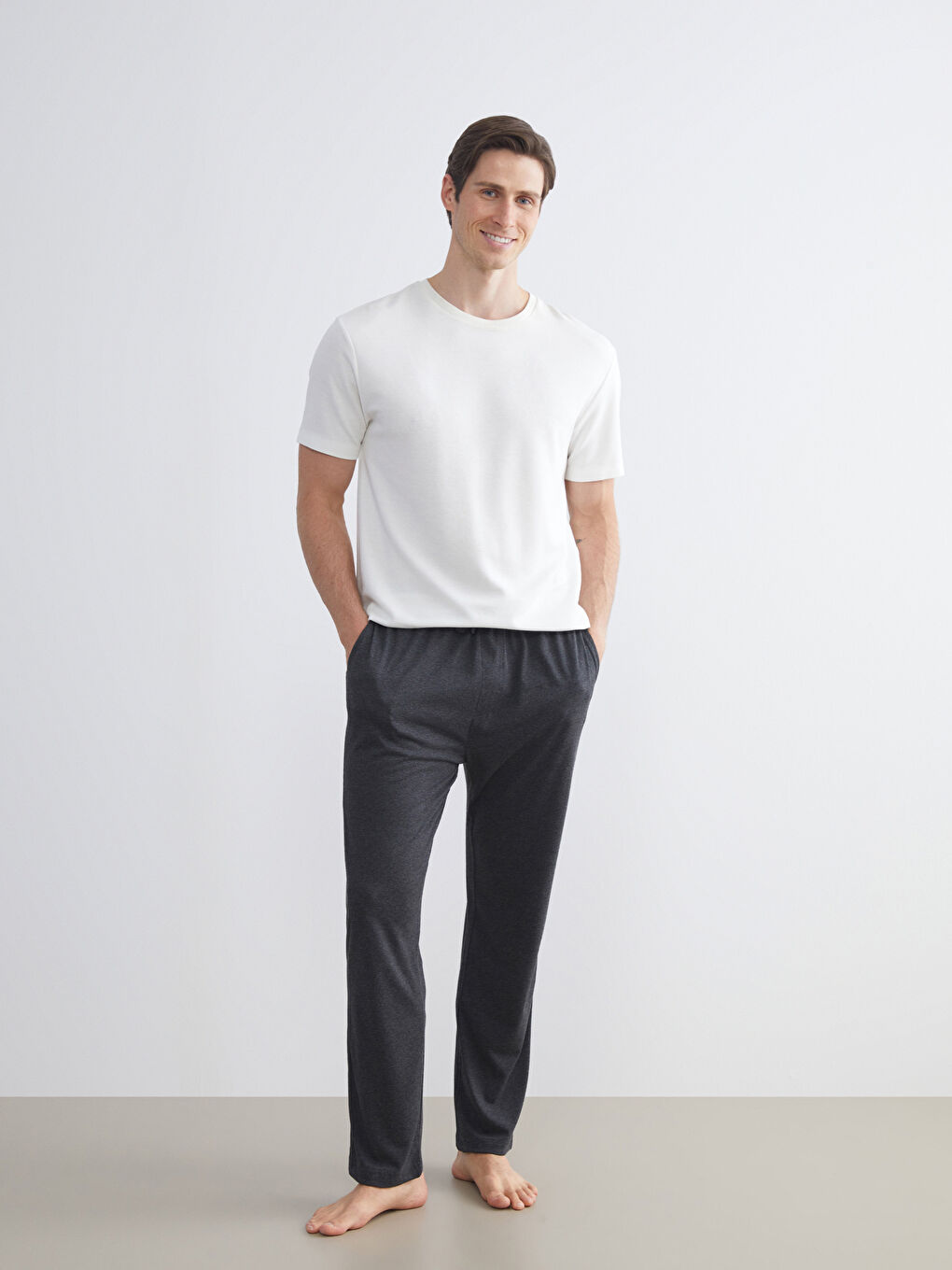 Siyah Standart Kalıp Erkek Pijama Alt 2'li-2