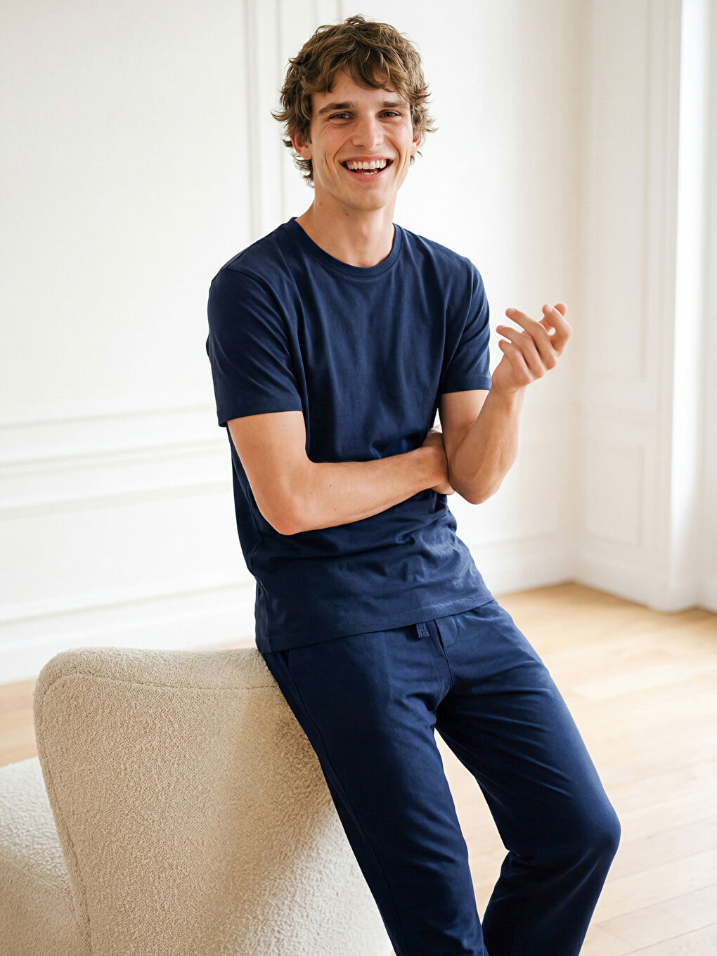 Lacivert Standart Kalıp Erkek Pijama Alt 2'li-1