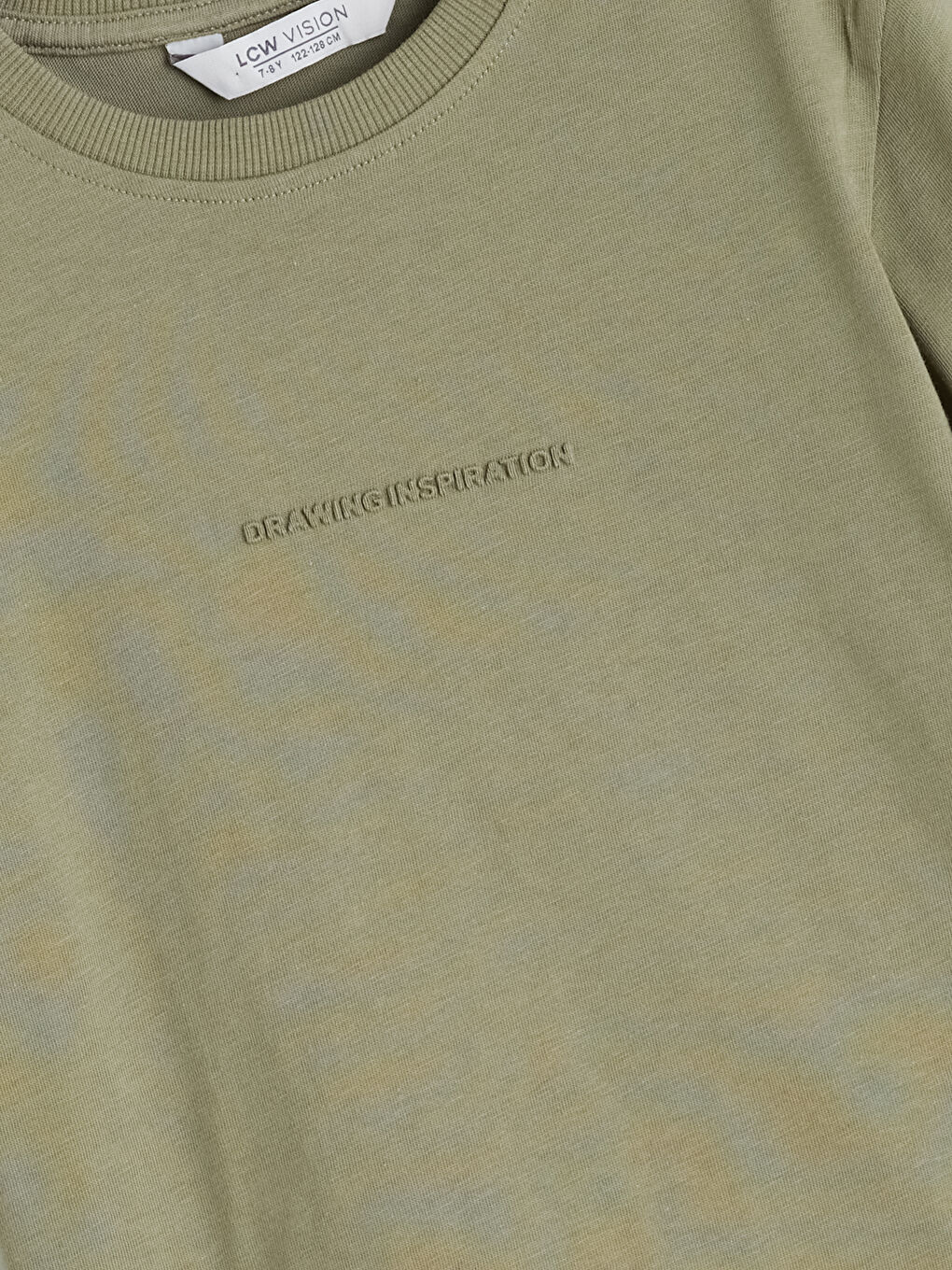 Haki Bisiklet Yaka Baskılı Erkek Çocuk Tişört-1