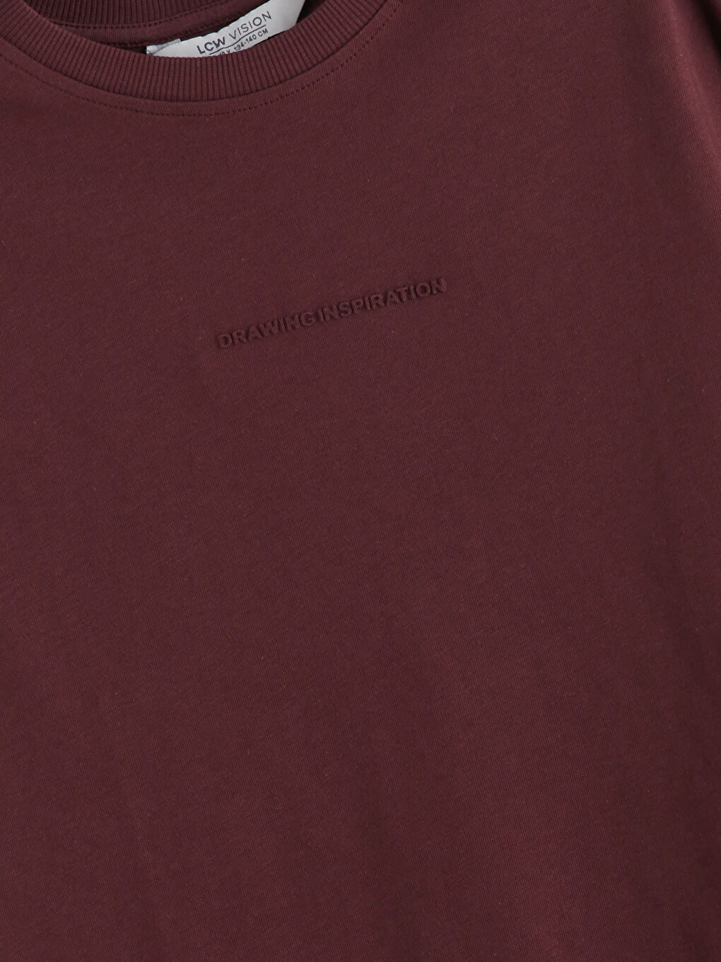 Bordo Bisiklet Yaka Baskılı Erkek Çocuk Tişört-1