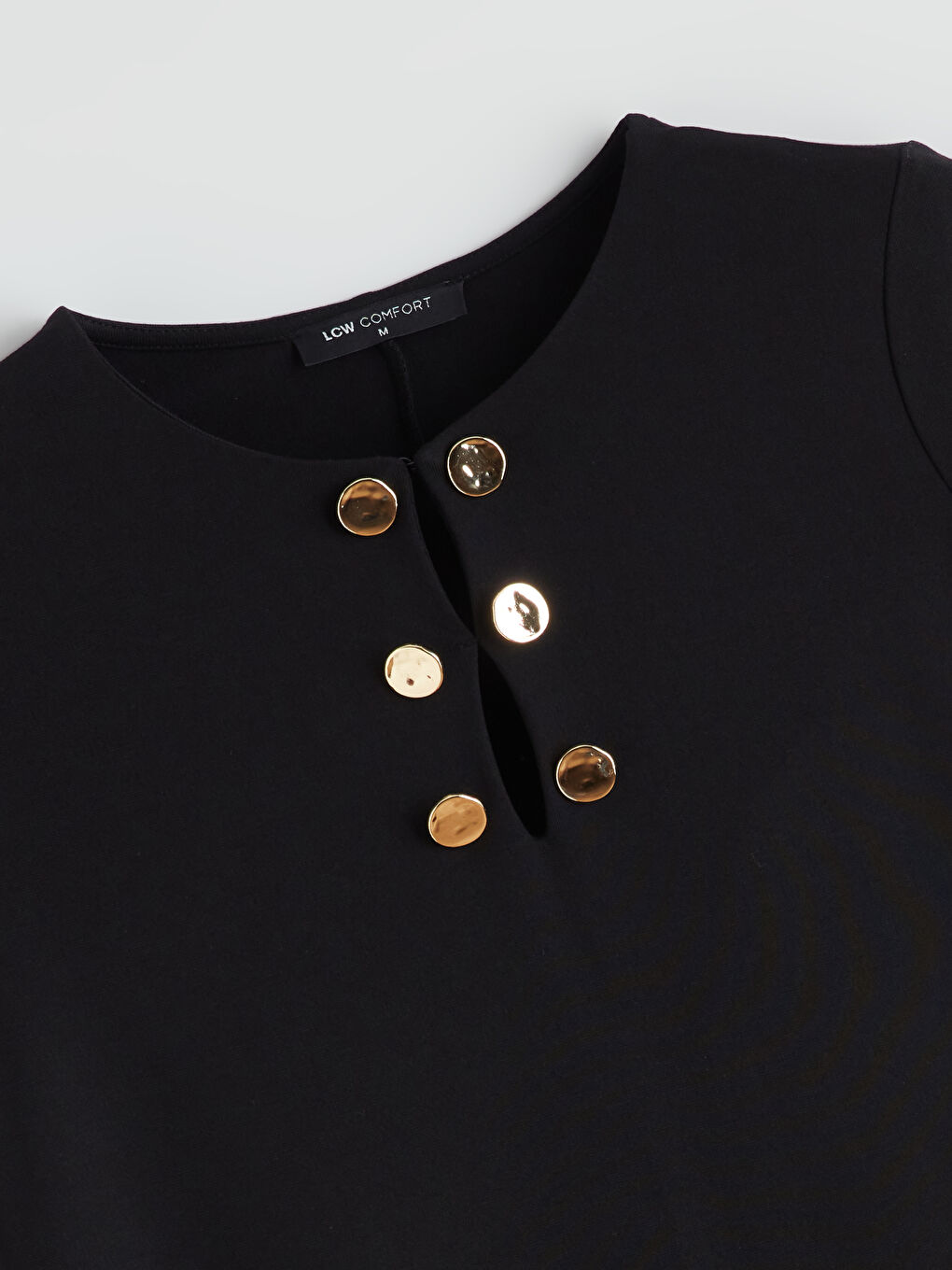 Siyah Bisiklet Yaka Elbise-5