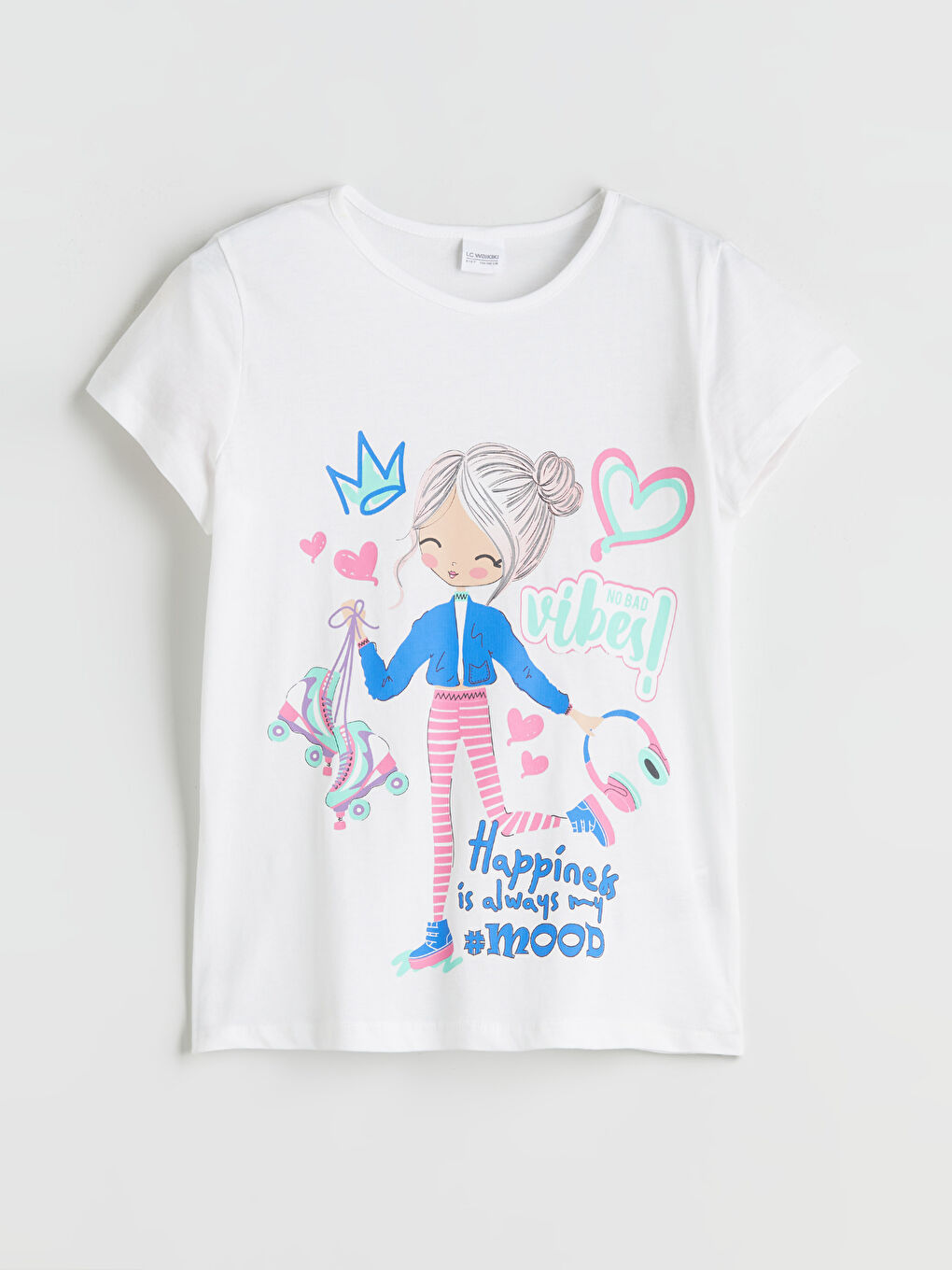 LCW Kids Crew Neck Girls' Capri Pyjamas Set -W5KY51Z4-FFB