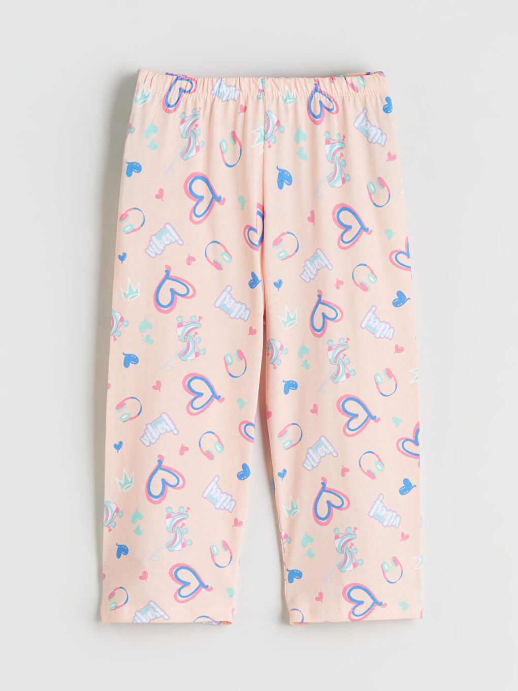 LCW Kids Crew Neck Girls' Capri Pyjamas Set -W5KY51Z4-FFB