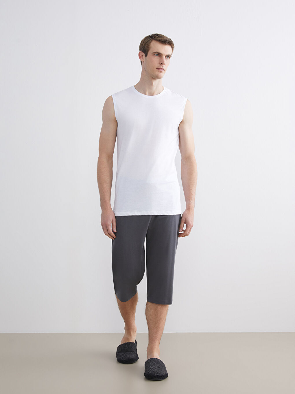 Gri Standart Kalıp Erkek Pijama Alt Şort-1